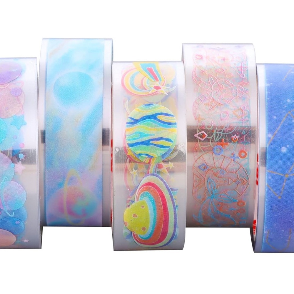 5 Rolls Galaxy Washi Tape Set 15mm Transparent Galaxy Tape Journal Planner